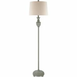 Buy ๐ Surya Elgood 59" 1-Light Traditional Linen And Metal Floor Lamp In Gray/Natural โญ