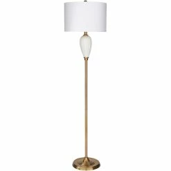 Cheapest ๐ Surya Goswell 1-Light Traditional Linen And Ceramic Floor Lamp In Brass/White ๐ฅฐ