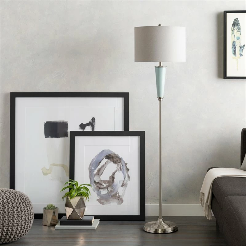 Budget 👏 Surya Goswell 1-Light Traditional Linen And Ceramic Floor Lamp In Silver/Green 👍 4 Budget 👏 Surya Goswell 1-Light Traditional Linen And Ceramic Floor Lamp In Silver/Green 👍 - Image 2