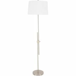 Deals 👍 Surya Jace 1-Light Modern Polyester And Metal Floor Lamp In Silver/White 🎁