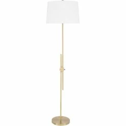 Buy 💯 Surya Jace 1-Light Modern Polyester And Metal Floor Lamp In Brass/White 🔔
