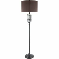 Best Pirce 🌟 Surya Letty 1-Light Modern Polyester And Metal Floor Lamp In Black/Brown 😀