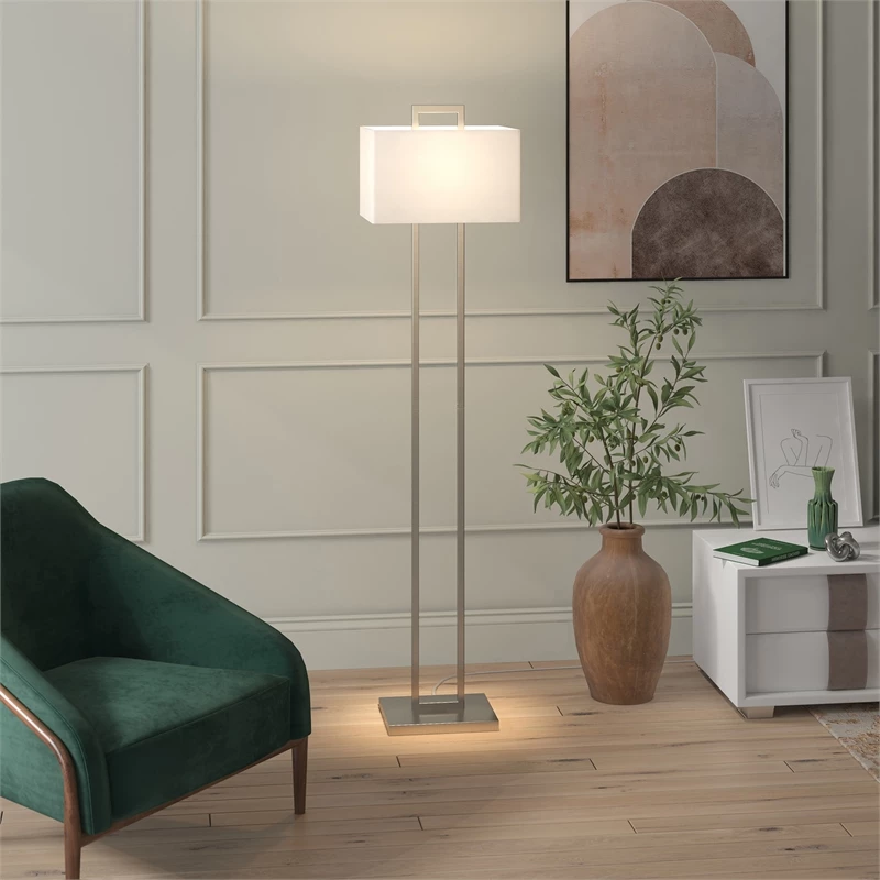 Cheap ๐ Henn&Hart 14" Brushed Nickel Finish Metal/Fabric Floor Lamp ๐ 8 Cheap ๐ Henn&Hart 14" Brushed Nickel Finish Metal/Fabric Floor Lamp ๐ - Image 6