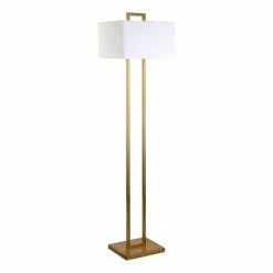 Discount 🔔 Henn&Hart 14" Brass Finish Metal/Fabric Floor Lamp 👏
