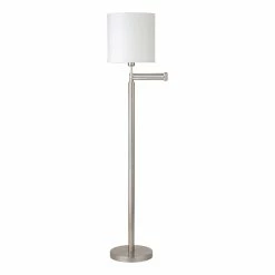 New ❤️ Henn&Hart 23" Brushed Nickel Finish Metal/Fabric Floor Lamp ❤️