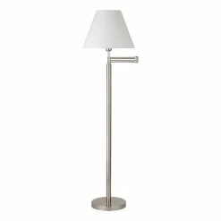 Cheapest 🧨 Henn&Hart 26" Brushed Nickel Finish Metal/Fabric Floor Lamp 😀