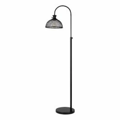 Best Pirce 😀 Benzara 61 Inch Modern Floor Lamp Hanging Mesh Shade Metal Base Black 💯