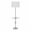 Best deal 🧨 Benzara Ava 61 Inch Modern Floor Lamp Glass Tray Table 1 USB Port Glossy Chrome ⭐