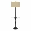 New 🥰 Benzara Ava 61 Inch Modern Floor Lamp Glass Tray Table 1 USB Port Dark Bronze 🧨