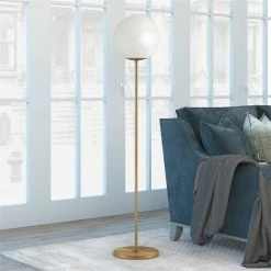 Cheapest ✔️ Maklaine Contemporary 62" Globe And Stem Floor Lamp In Brass 🎁 -Henn&Hart shop 2575354 1 L