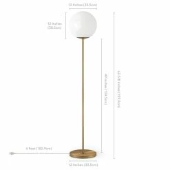 Cheapest ✔️ Maklaine Contemporary 62" Globe And Stem Floor Lamp In Brass 🎁 -Henn&Hart shop 2575354 3 L