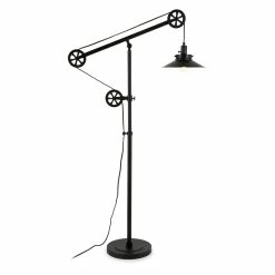 Best deal 😉 Maklaine Industrial Metal Pulley Floor Lamp In Black And Bronze 🛒 -Henn&Hart shop 2575358 2 L