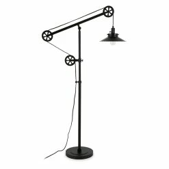 Best deal 😉 Maklaine Industrial Metal Pulley Floor Lamp In Black And Bronze 🛒