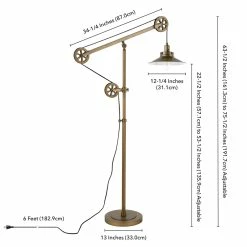 Best Sale 😍 Maklaine Industrial Metal Wide Brim Pulley Floor Lamp In Brushed Brass 🔔 -Henn&Hart shop 2575371 11 L