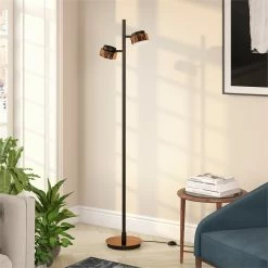 Deals 😍 Maklaine Contemporary 68" Metal Floor Lamp In Copper And Black 🎁 -Henn&Hart shop 2575382 1 L