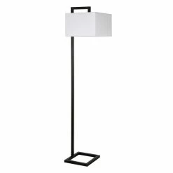 Cheapest 😉 Maklaine Modern 68" Metal Floor Lamp With Square Fabric Shade In Black/Bronze 🎉