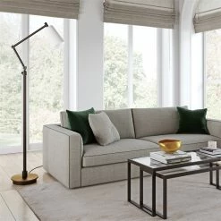 Best Sale 🎉 Maklaine Contemporary 66' Metal Floor Lamp In Brass And Matte Black 🎉 -Henn&Hart shop 2575397 4 L