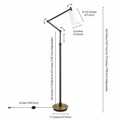 Best Sale 🎉 Maklaine Contemporary 66' Metal Floor Lamp In Brass And Matte Black 🎉 -Henn&Hart shop 2575397 5 L
