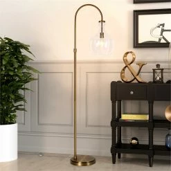 Top 10 🤩 Maklaine Contemporary Metal Arc Floor Lamp In Brass And Gold 🌟 -Henn&Hart shop 2575398 10 L