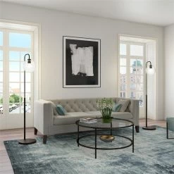 Best deal 🤩 Maklaine Contemporary 62.5" Metal Arc Floor Lamp In Black And Bronze 🥰 -Henn&Hart shop 2575406 11 L