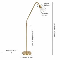 Discount 🧨 Maklaine Contemporary 65.75 " Metal Brushed Brass Arc Floor Lamp ⌛ -Henn&Hart shop 2575407 4 L