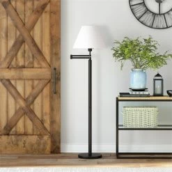 Best reviews of 🎉 Maklaine Modern Metal Swing Arm Floor Lamp With Empire Shade In Black/Bronze 👏 -Henn&Hart shop 2575412 5 L