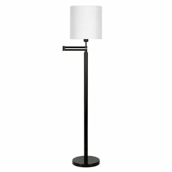 Budget 👍 Maklaine Contemporary Metal Swing Arm Lamp Drum Shade In Black And Bronze ⌛