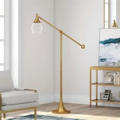 Promo 🤩 Maklaine Contemporary Brass Floor Lamp With Boom Arm In Gold Finish ⭐ 12 Promo 🤩 Maklaine Contemporary Brass Floor Lamp With Boom Arm In Gold Finish ⭐ -Henn&Hart shop 2575421 1 L