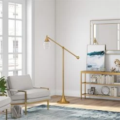 Promo 🤩 Maklaine Contemporary Brass Floor Lamp With Boom Arm In Gold Finish ⭐ 14 Promo 🤩 Maklaine Contemporary Brass Floor Lamp With Boom Arm In Gold Finish ⭐ -Henn&Hart shop 2575421 3 L