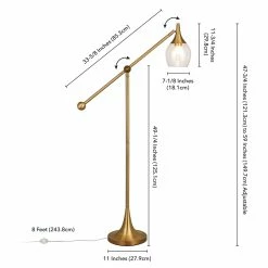 Promo 🤩 Maklaine Contemporary Brass Floor Lamp With Boom Arm In Gold Finish ⭐ 15 Promo 🤩 Maklaine Contemporary Brass Floor Lamp With Boom Arm In Gold Finish ⭐ -Henn&Hart shop 2575421 4 L
