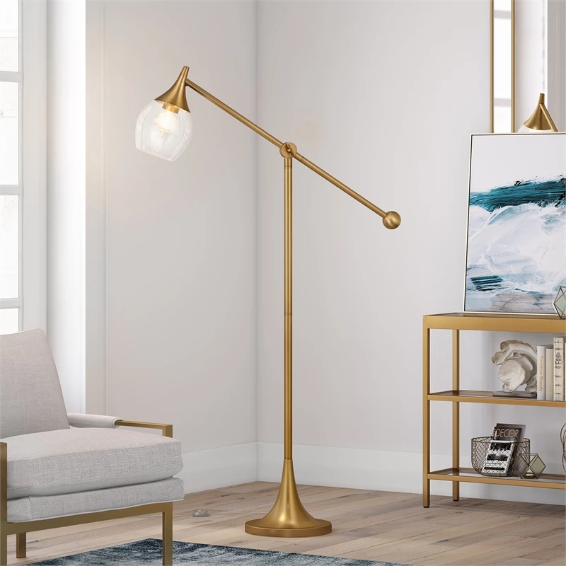 Promo 🤩 Maklaine Contemporary Brass Floor Lamp With Boom Arm In Gold Finish ⭐ 11 Promo 🤩 Maklaine Contemporary Brass Floor Lamp With Boom Arm In Gold Finish ⭐ - Image 9