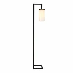 Brand new 🔥 Maklaine Industrial Metal Floor Lamp With Milk Glass Shade In Black/Bronze ⌛ -Henn&Hart shop 2575423 2 L