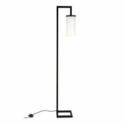 Brand new 🔥 Maklaine Industrial Metal Floor Lamp With Milk Glass Shade In Black/Bronze ⌛ -Henn&Hart shop 2575423 8 L