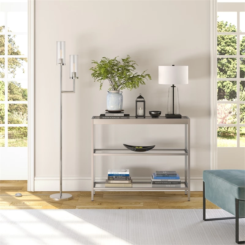 Wholesale ๐ฏ Maklaine Modern 69.5" 2 Bulb Clear Glass Shade Floor Lamp In Nickel And Gray ๐ฅ 6 Wholesale ๐ฏ Maklaine Modern 69.5" 2 Bulb Clear Glass Shade Floor Lamp In Nickel And Gray ๐ฅ - Image 4