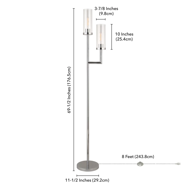 Wholesale ๐ฏ Maklaine Modern 69.5" 2 Bulb Clear Glass Shade Floor Lamp In Nickel And Gray ๐ฅ 7 Wholesale ๐ฏ Maklaine Modern 69.5" 2 Bulb Clear Glass Shade Floor Lamp In Nickel And Gray ๐ฅ - Image 5