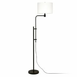 Buy 🌟 Maklaine Modern Adjustable Floor Lamp With Linen Fabric Shade In Black/Bronze ❤️ -Henn&Hart shop 2575433 6 L