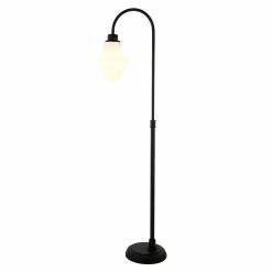 Discount ❤️ Maklaine Contemporary Arced Metal Floor Lamp In Black 🌟 -Henn&Hart shop 2575440 2 L