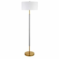 Hot Sale 😍 Maklaine Industrial Two Tone Metal Floor Lamp In Brass With Gray Accents ⌛