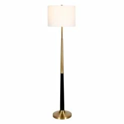 Discount 🥰 Maklaine Mid-Century Two-Tone Floor Lamp In Brushed Brass And Matte Black 😉 -Henn&Hart shop 2575467 1 L