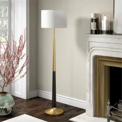 Discount 🥰 Maklaine Mid-Century Two-Tone Floor Lamp In Brushed Brass And Matte Black 😉 -Henn&Hart shop 2575467 6 L