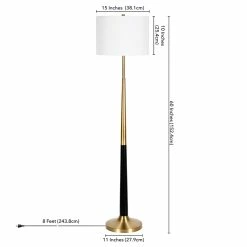 Discount 🥰 Maklaine Mid-Century Two-Tone Floor Lamp In Brushed Brass And Matte Black 😉 -Henn&Hart shop 2575467 7 L