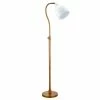 New 🔔 Maklaine Contemporary Floor Lamp With White Shade In Brass 😉