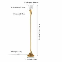 Top 10 😉 Maklaine Contemporary Brass Floor Lamp With Clear Glass Shade ❤️ -Henn&Hart shop 2575505 2 L