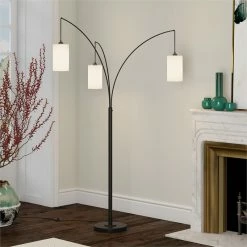 Best Pirce 🥰 Maklaine Contemporary 3-Light Floor Lamp In Black/Bronze 🔥 -Henn&Hart shop 2575507 9 L