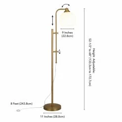 Promo 🎁 Maklaine Industrial Height-Adjustable Floor Lamp In Brass 👍 -Henn&Hart shop 2575512 6 L
