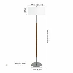 New 💯 Maklaine Contemporary 2-Bulb Floor Lamp In Rustic Oak And Polished Nickel 🧨 -Henn&Hart shop 2575542 4 L
