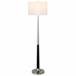 Best deal ⌛ Maklaine Mid-Century Two-Tone Floor Lamp In Brushed Nickel And Matte Black ⭐ -Henn&Hart shop 2575547 2 L