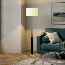 Best deal ⌛ Maklaine Mid-Century Two-Tone Floor Lamp In Brushed Nickel And Matte Black ⭐ -Henn&Hart shop 2575547 8 L