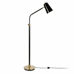 Deals 👍 Allora Mid-Century Height Adjustable Floor Lamp In Black And Brass 🔥 -Henn&Hart shop 2575682 7 L