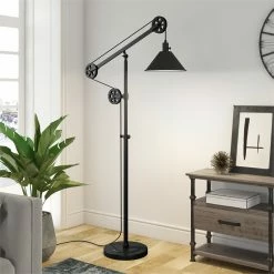 Cheapest 👏 Allora 70" Pulley Metal Black Bronze And Metal Shade Floor Lamp 👍 -Henn&Hart shop 2575701 13 L